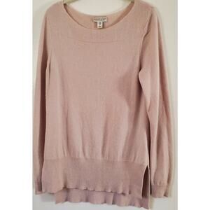 Adrienne Vittadini Womens 100% 2Ply Cashmere Sweater Size Medium Soft Pink Blush